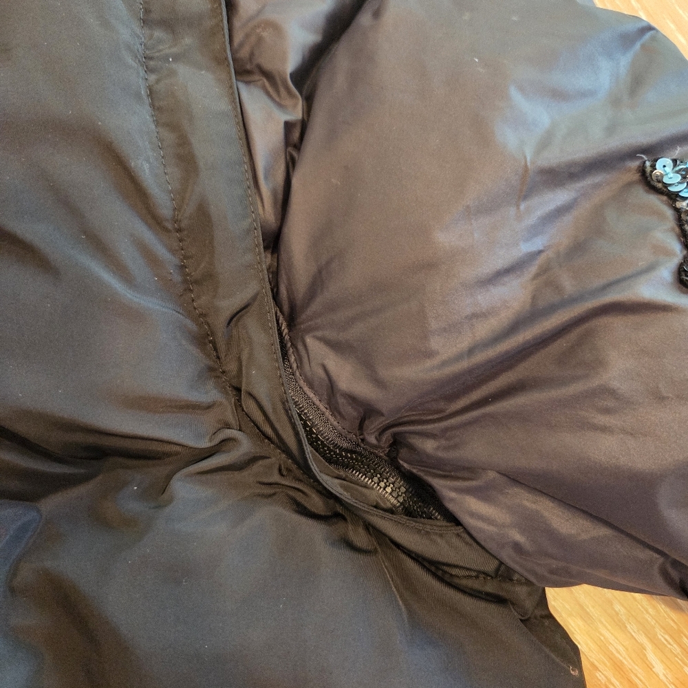 Iijin Down Puffer Black Jacket Patchwork Embellis… - image 7